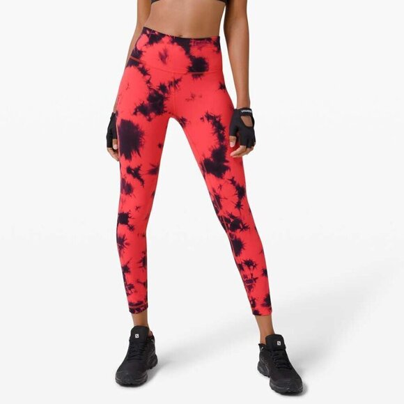 Lululemon Wunder Train High-Rise Tight 25" *Wash - 2 Tie Dye Carnation Red Black - Picture 1 of 7